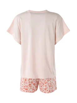 Kissimo Pigiama corto da donna in cotone con shorts floreali - rosa