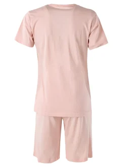 Kissimo Pigiama corto da donna in cotone - rosa