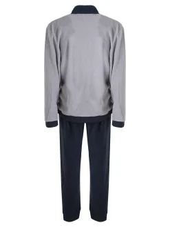 Kissimo Pigiama da uomo in pile mezza zip - grigio