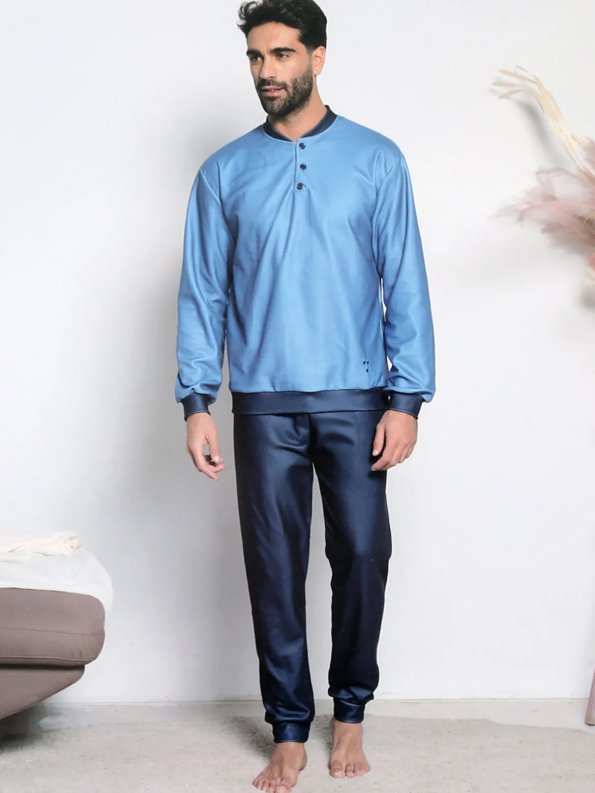 Kissimo Pigiama da uomo in pile - blu