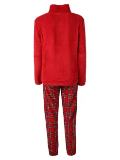 Kissimo Pigiama di Natale da donna in pile coral - rosso