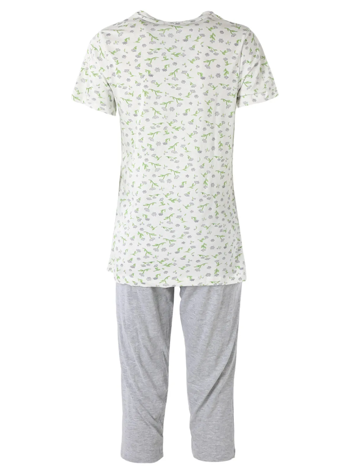 Kissimo Pigiama donna in cotone a maniche corte con pinocchietto - grigio