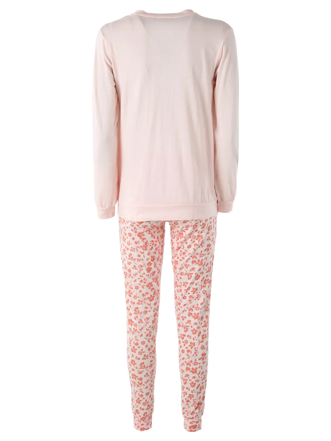 Kissimo Pigiama lungo da donna in cotone con pantaloni maculati - rosa