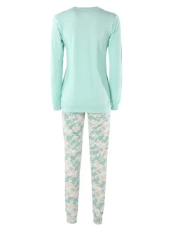 Kissimo Pigiama lungo da donna in cotone - acqua marina