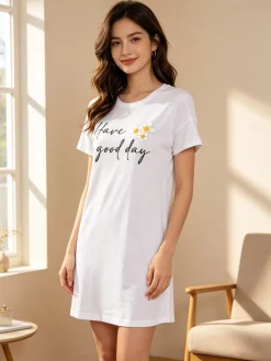 Kissimo Vestito da donna in cotone a maniche corte