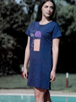 Kissimo Vestito da donna in cotone a maniche corte