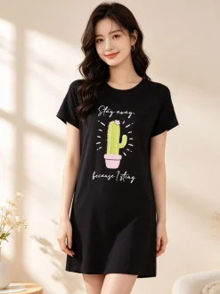 Kissimo Vestito donna in cotone a maniche corte