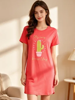Kissimo Vestito donna in cotone a maniche corte