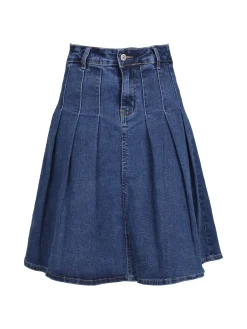Kiss Pink Gonna in jeans da donna con pieghe