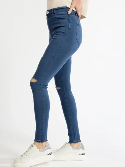 Kiss Pink Pantaloni donna elasticizzati con strappi
