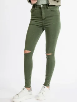 Kiss Pink Pantaloni donna elasticizzati con strappi