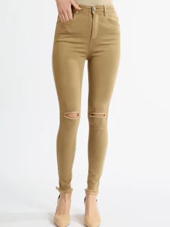 Kiss Pink Pantaloni donna elasticizzati con strappi