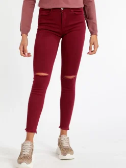 Kiss Pink Pantaloni donna skinny con strappi