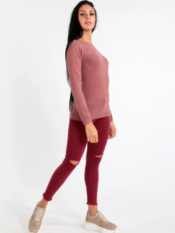 Kiss Pink Pantaloni donna skinny con strappi