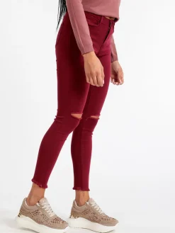 Kiss Pink Pantaloni donna skinny con strappi