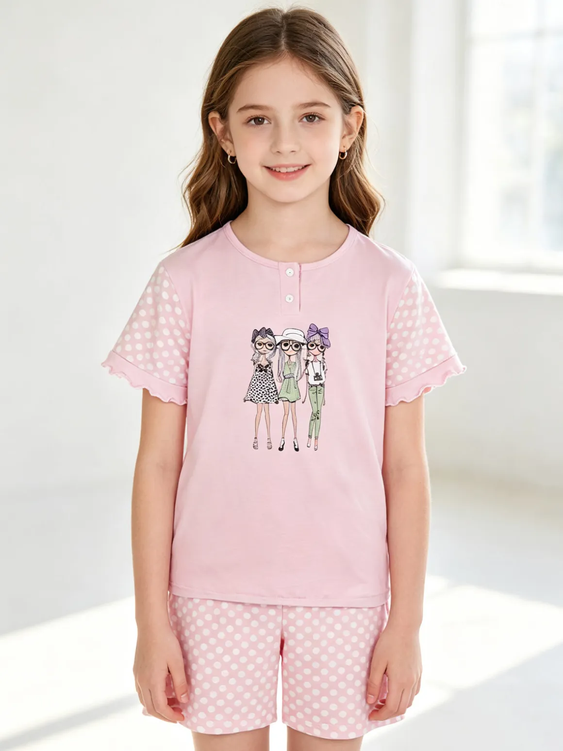 Kotton Pigiama corto in cotone da bambina