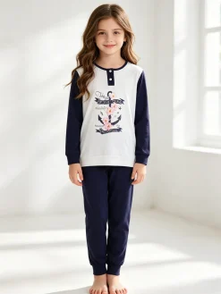Kotton Pigiama lungo da bambina in cotone