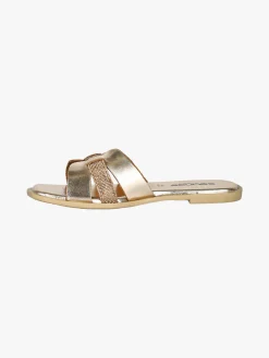 La Cuoieria Ciabatte donna in pelle con micro borchie - oro