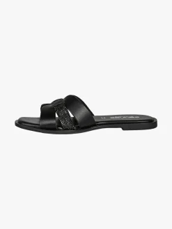 La Cuoieria Ciabatte donna in pelle con micro borchie - nero