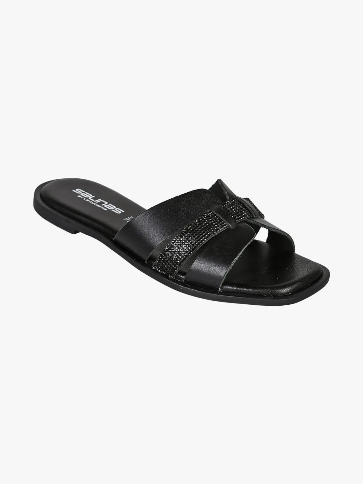 La Cuoieria Ciabatte donna in pelle con micro borchie - nero