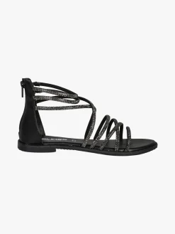 La Cuoieria Sandali donna gioiello in pelle con tallone chiuso e zip - nero