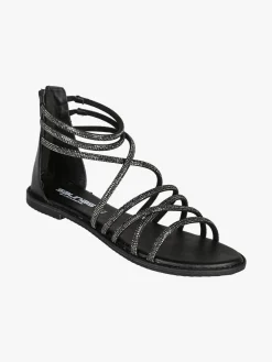 La Cuoieria Sandali donna gioiello in pelle con tallone chiuso e zip - nero