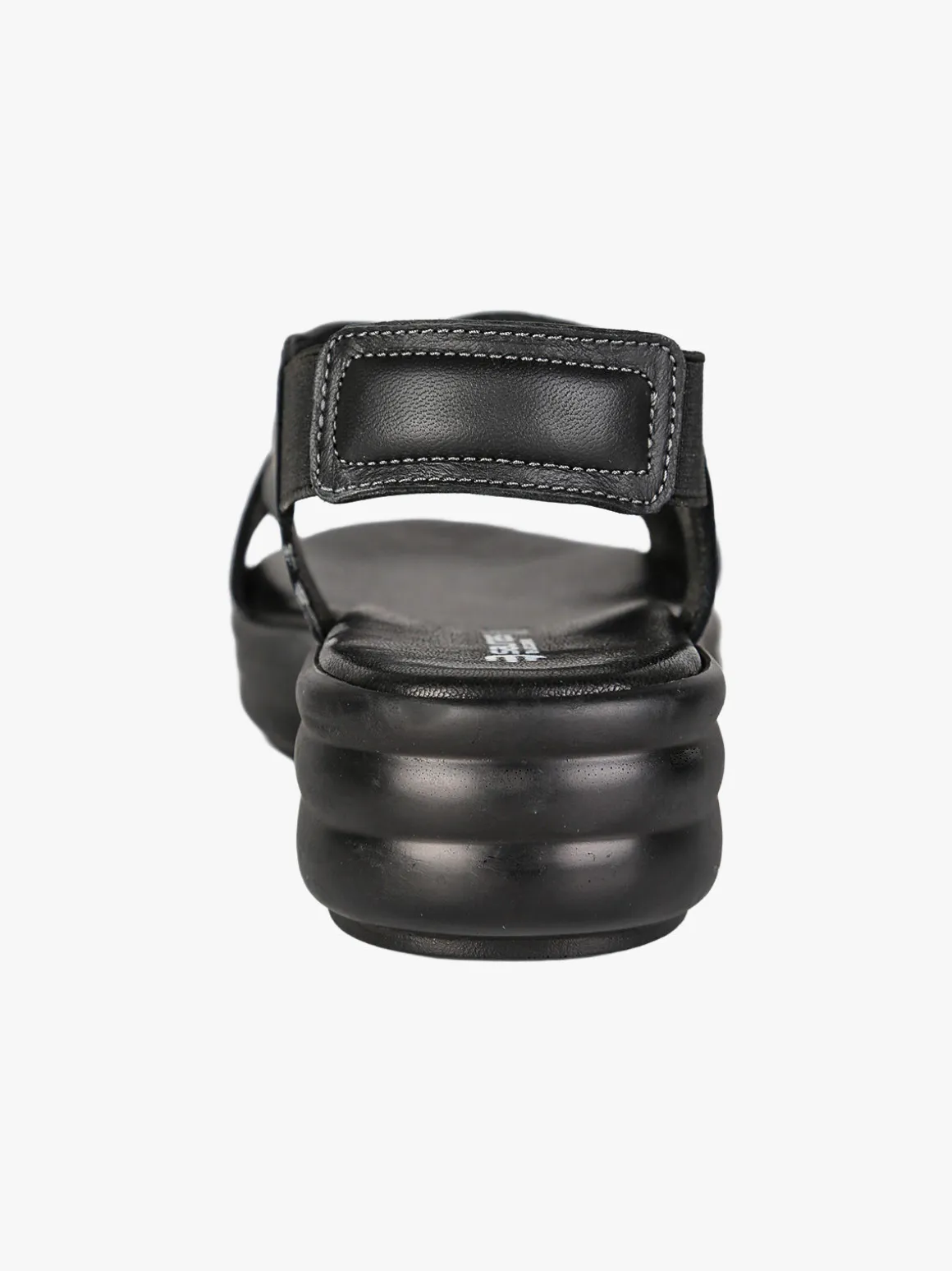 La Cuoieria Sandali in pelle da donna con cinturino elastico e zeppa - nero