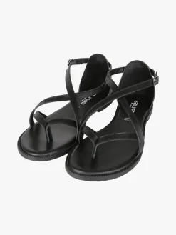 La Cuoieria Sandali in pelle da donna a infradito chiusi dietro - nero