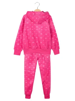 Lady Moda Completo tuta 2 pezzi da bambina in ciniglia - fucsia