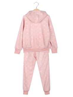 Lady Moda Completo tuta 2 pezzi da bambina in ciniglia - rosa