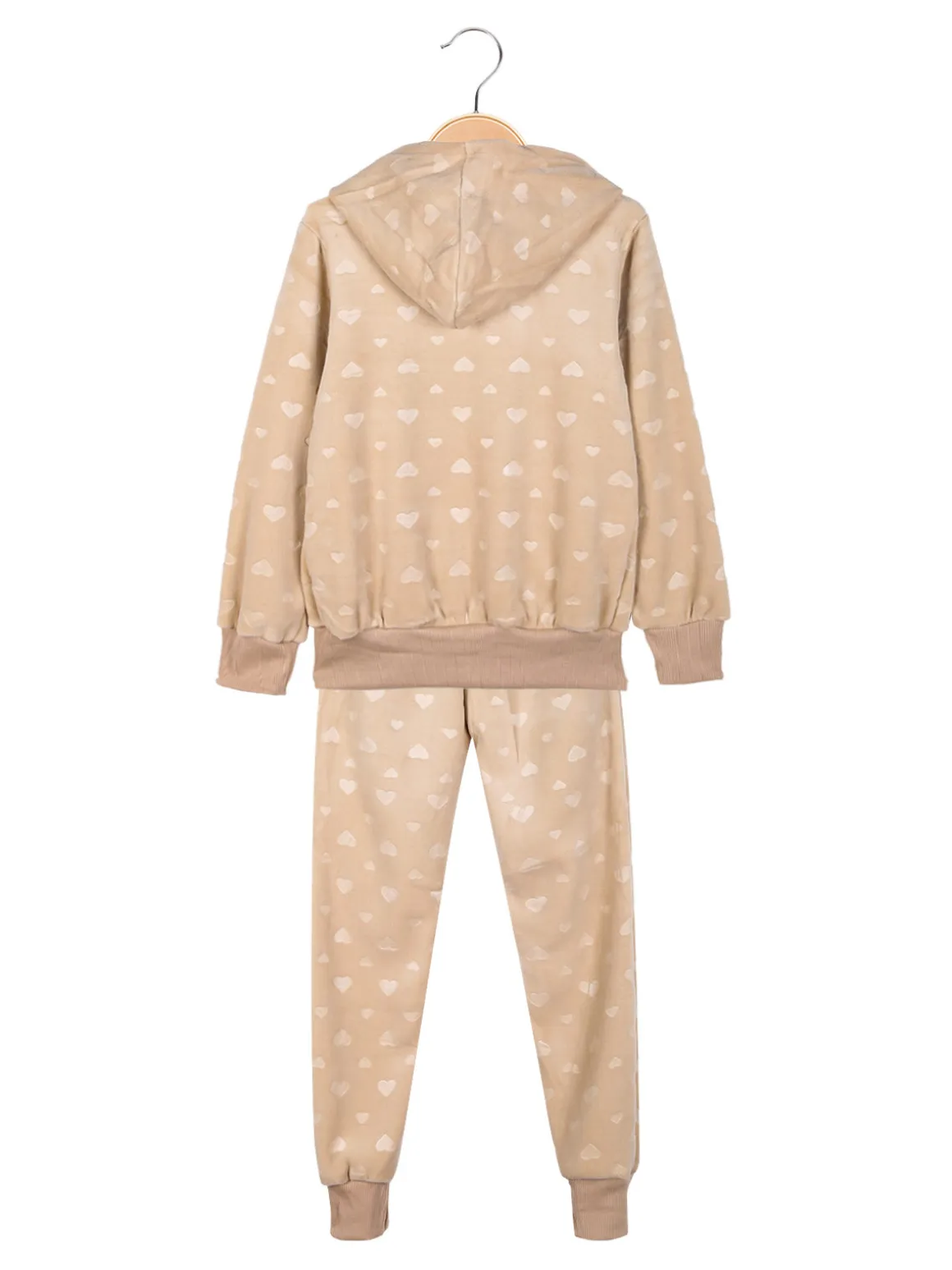 Lady Moda Completo tuta 2 pezzi da bambina in ciniglia - khaki
