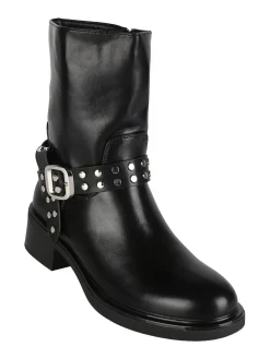 La Flor Stivaletti donna biker con cinturino di borchie