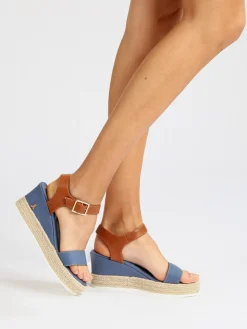 Lancetti Sandali donna in tessuto con zeppa