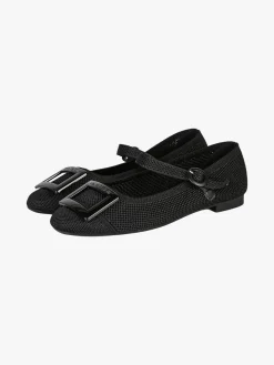 Laura Biagiotti Ballerine donna in maglia con cinturino e fibbia - nero