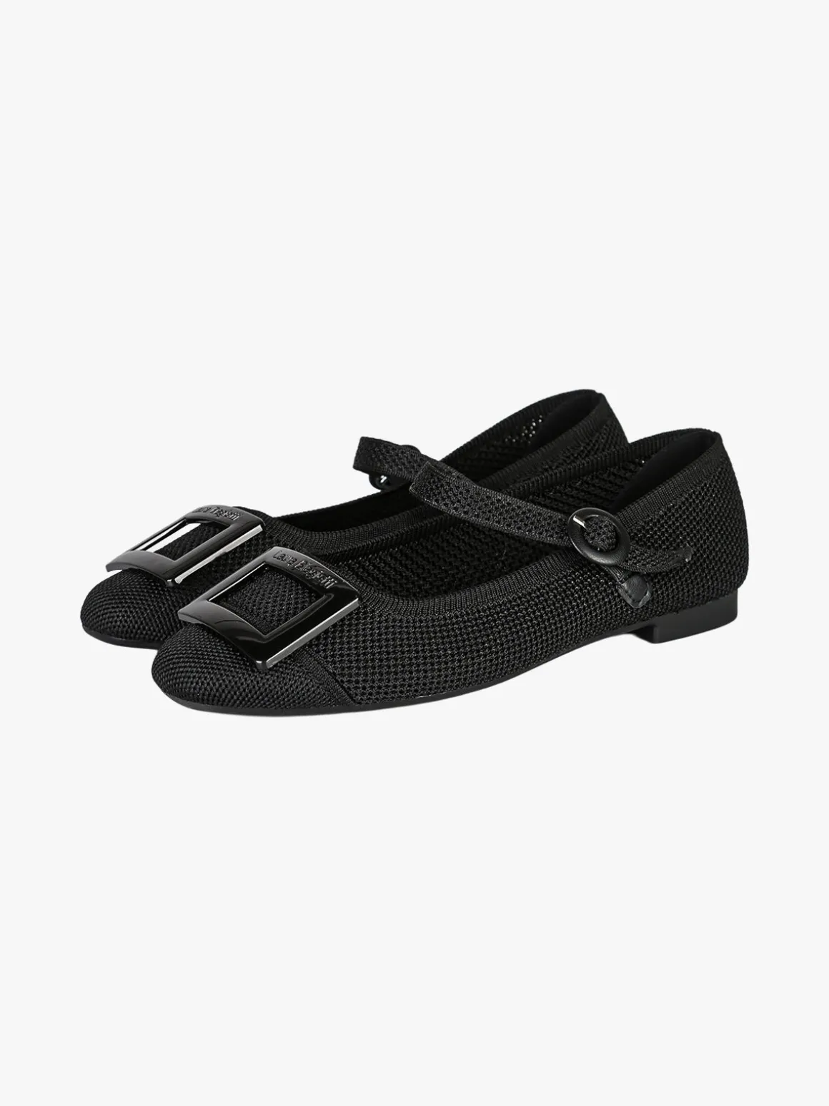 Laura Biagiotti Ballerine donna in maglia con cinturino e fibbia - nero