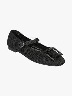Laura Biagiotti Ballerine donna in maglia con cinturino e fibbia - nero