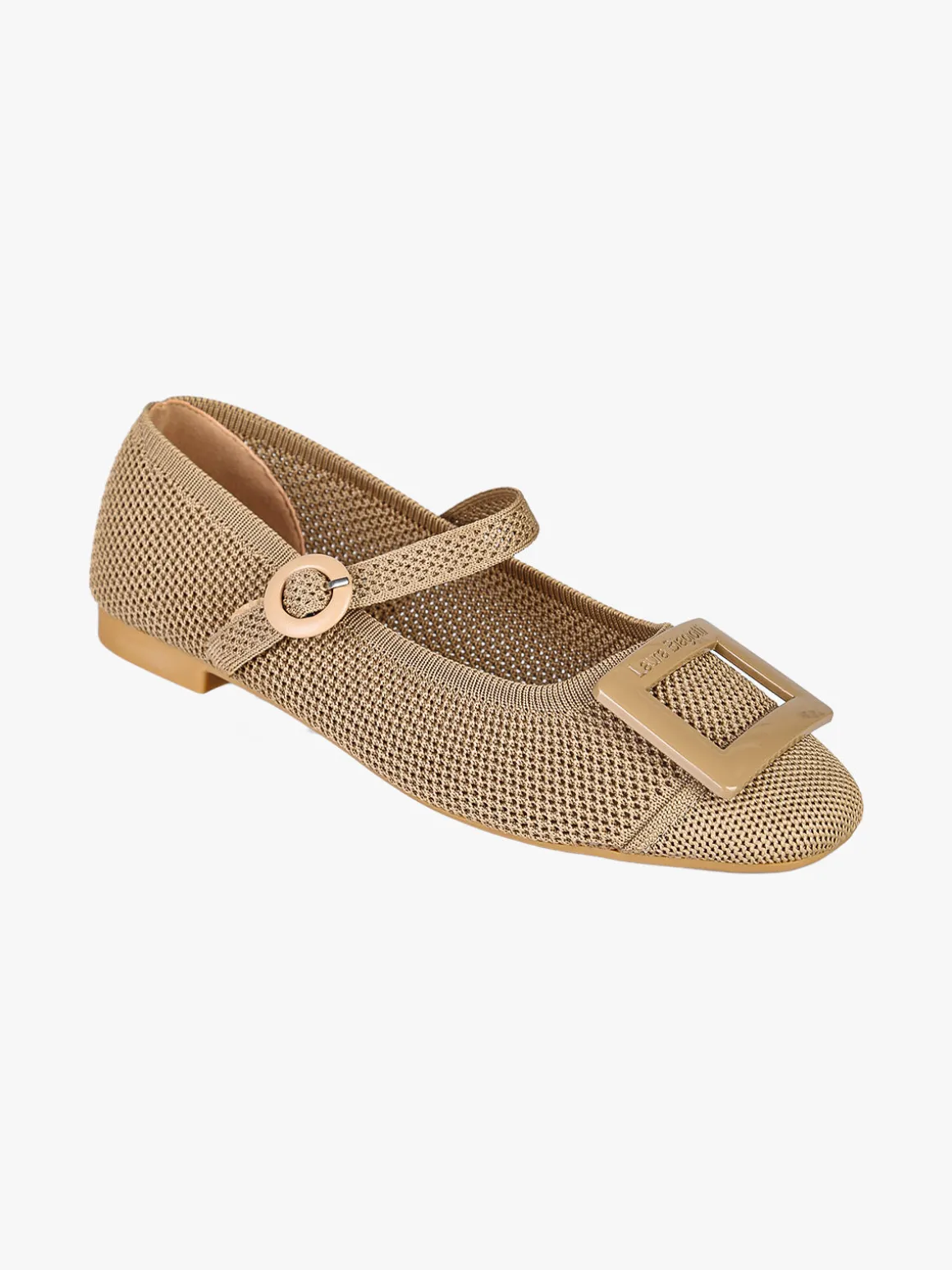 Laura Biagiotti Ballerine donna in maglia con cinturino e fibbia - taupe