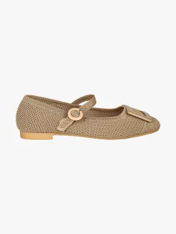 Laura Biagiotti Ballerine donna in maglia con cinturino e fibbia - taupe