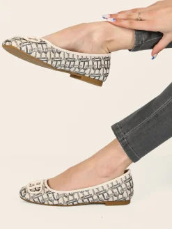 Laura Biagiotti Ballerine donna in tessuto con stampa logo