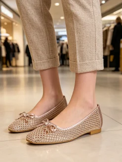 Laura Biagiotti Ballerine donna in tulle con strass - cipria