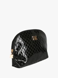 Laura Biagiotti Beauty case donna in vernice con logo - nero
