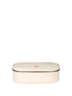 Laura Biagiotti Beauty case da donna in ecopelle con zip - panna