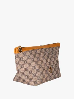 Laura Biagiotti Beauty case donna in ecopelle con logo - marrone
