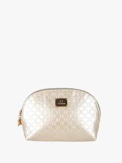 Laura Biagiotti Beauty case mini da donna in vernice con logo - oro
