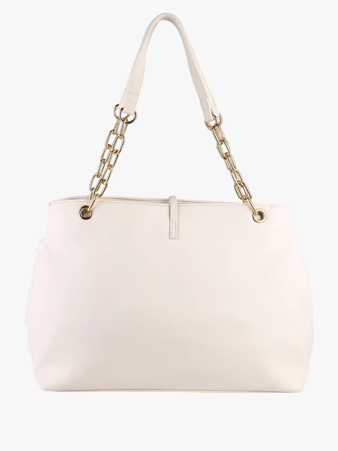 Laura Biagiotti Borsa donna con ecopelo e doppi manici a catena - panna