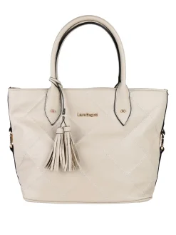 Laura Biagiotti Borsa donna tote con trama a rombi - naturale