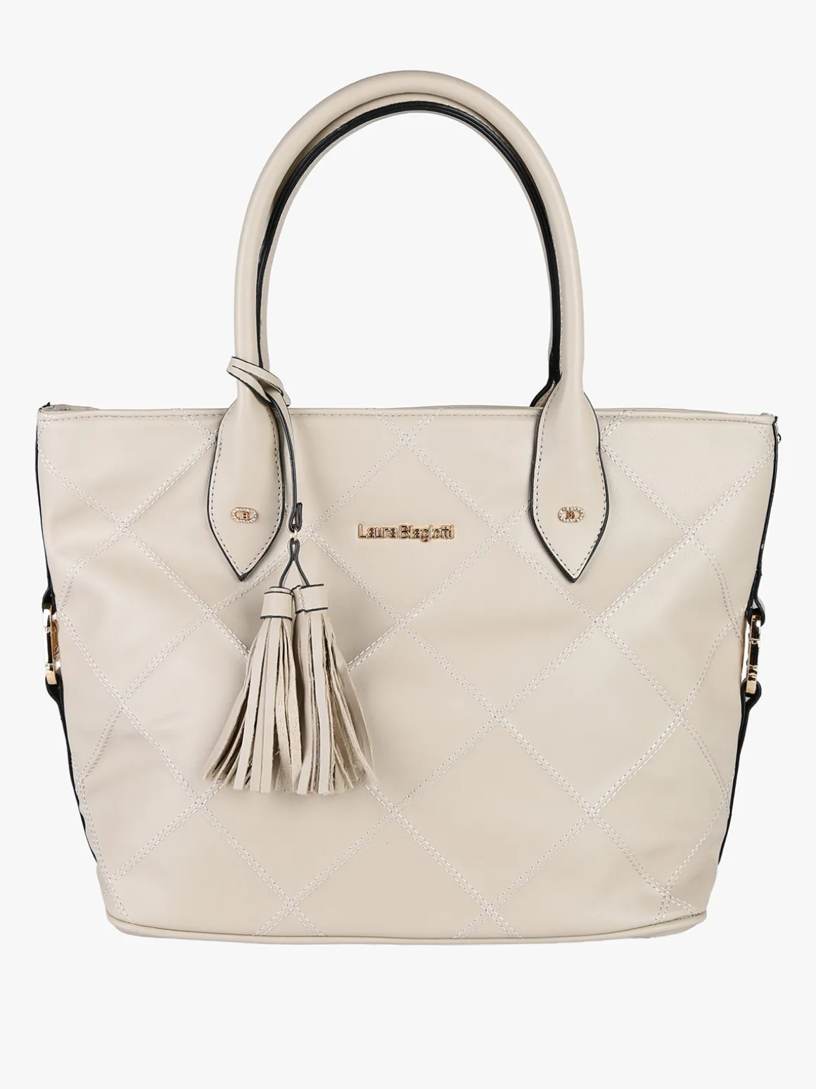 Laura Biagiotti Borsa donna tote con trama a rombi - naturale