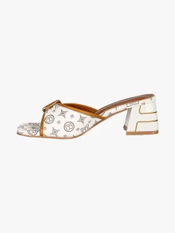 Laura Biagiotti Ciabatte donna con tacco e fibbia - beige