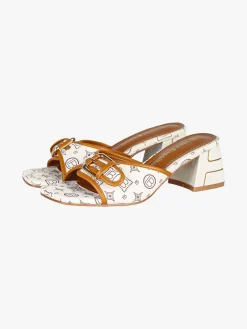 Laura Biagiotti Ciabatte donna con tacco e fibbia - beige