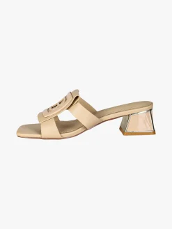 Laura Biagiotti Ciabatte donna con tacco basso a trapezio e logo - beige